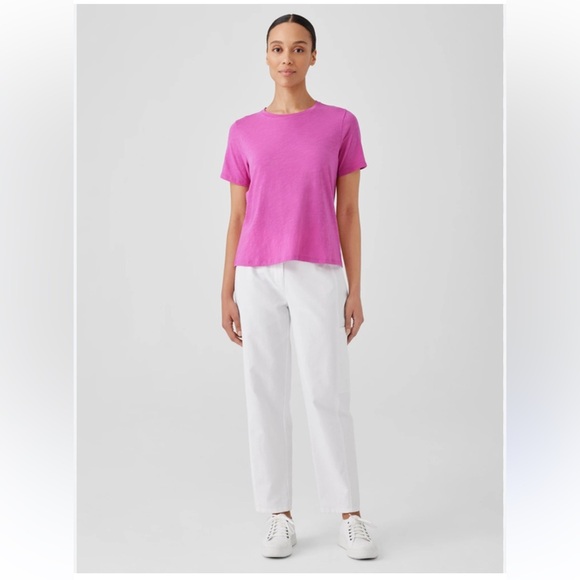 Eileen Fisher Organic Cotton Pink Slubby Jersey Tee sz XS - Picture 5 of 6